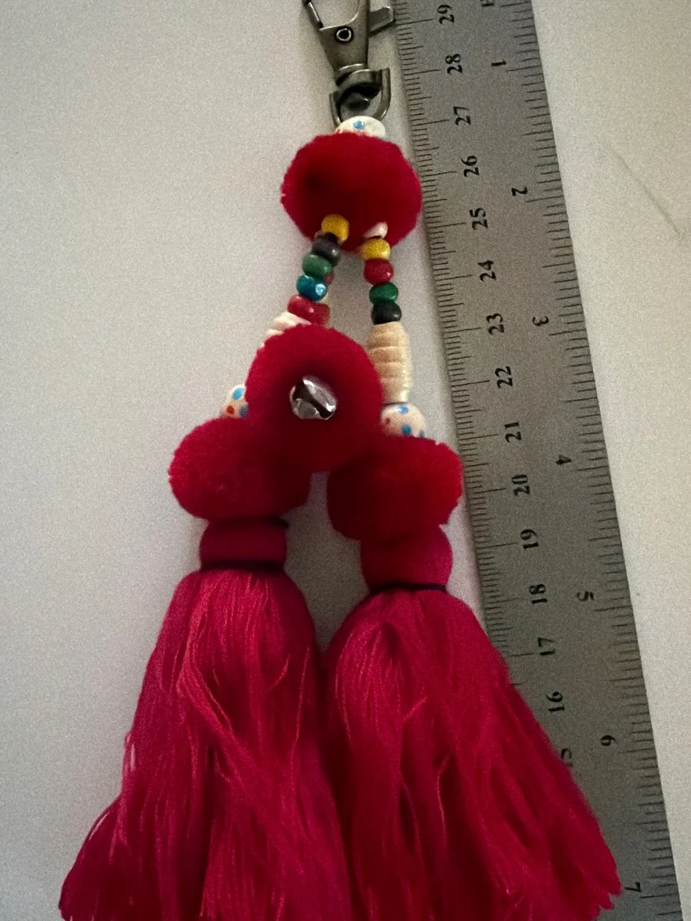 Bright Pink Tassel Key & Card Holder Charm